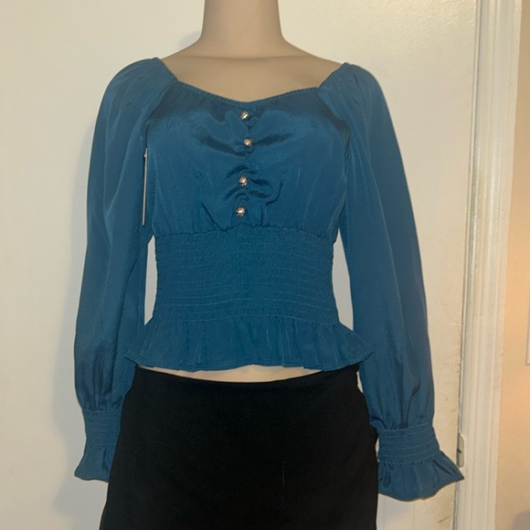 Richi blouse color green long sleeve size unitalla - Picture 2 of 12